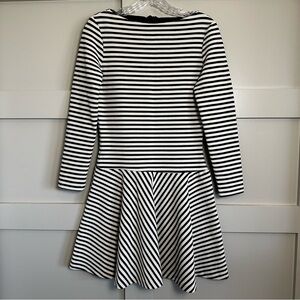 Zara Woman Black & Ivory Striped Long Sleeve Mini Dress Drop Waist Size Medium